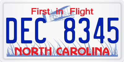 NC license plate DEC8345
