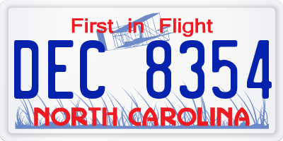 NC license plate DEC8354