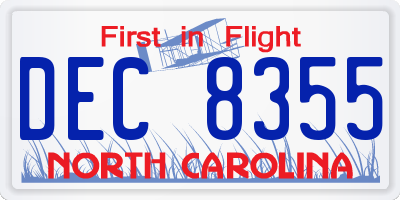 NC license plate DEC8355