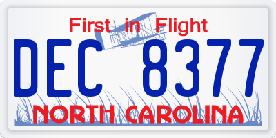 NC license plate DEC8377