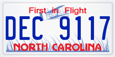 NC license plate DEC9117