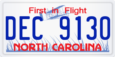 NC license plate DEC9130