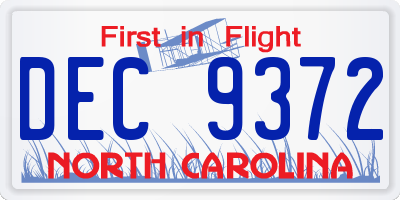 NC license plate DEC9372