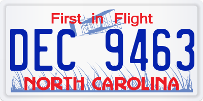 NC license plate DEC9463