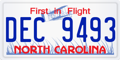 NC license plate DEC9493