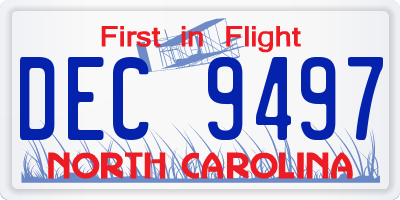 NC license plate DEC9497