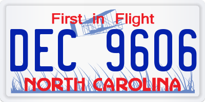 NC license plate DEC9606