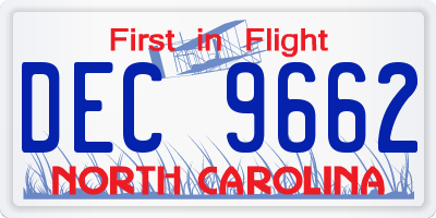 NC license plate DEC9662