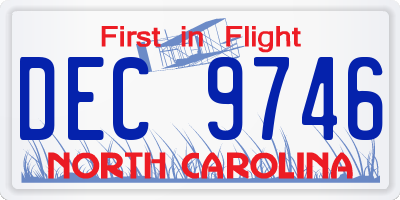 NC license plate DEC9746