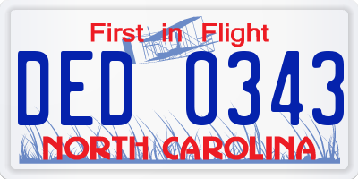 NC license plate DED0343