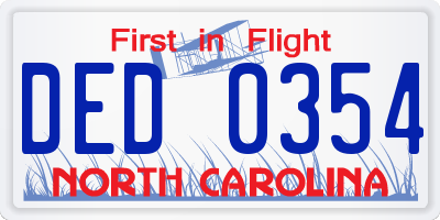NC license plate DED0354
