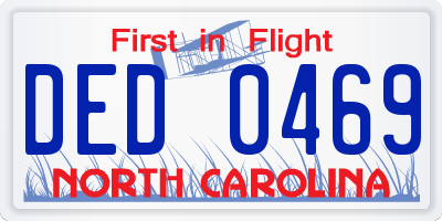 NC license plate DED0469