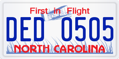 NC license plate DED0505