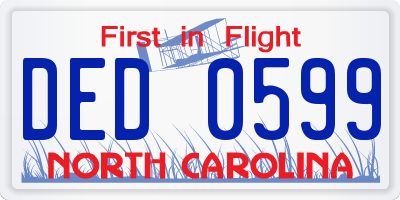 NC license plate DED0599