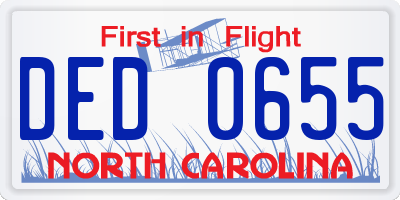 NC license plate DED0655