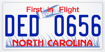NC license plate DED0656