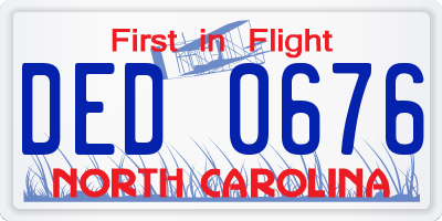 NC license plate DED0676
