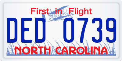 NC license plate DED0739