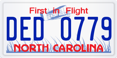 NC license plate DED0779