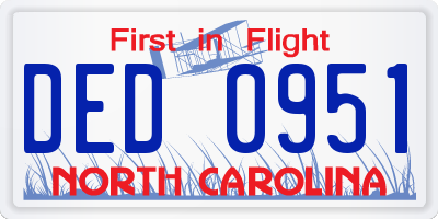 NC license plate DED0951
