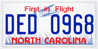 NC license plate DED0968