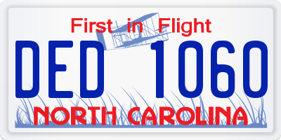 NC license plate DED1060