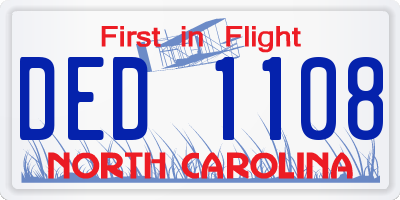 NC license plate DED1108