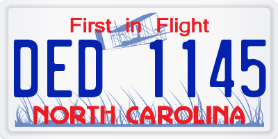 NC license plate DED1145