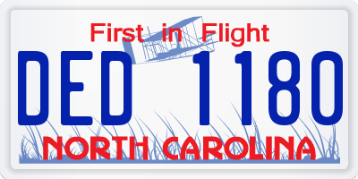 NC license plate DED1180