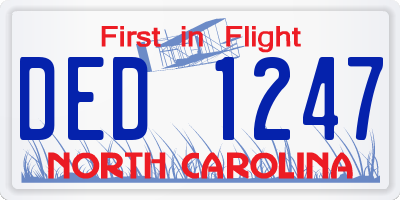 NC license plate DED1247