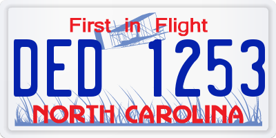 NC license plate DED1253