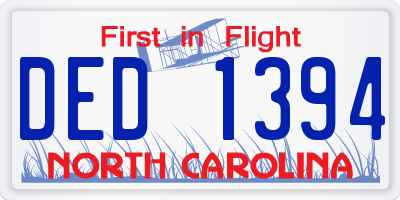 NC license plate DED1394