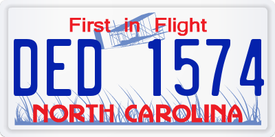 NC license plate DED1574