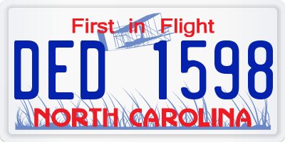 NC license plate DED1598