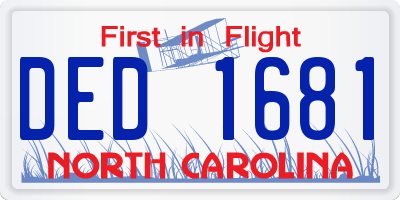 NC license plate DED1681