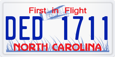 NC license plate DED1711