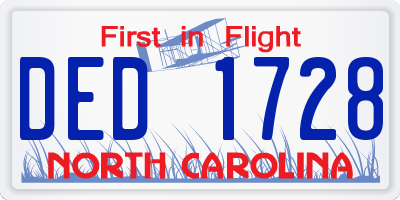 NC license plate DED1728