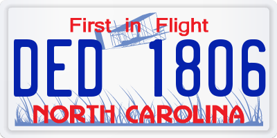 NC license plate DED1806