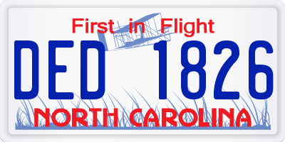 NC license plate DED1826