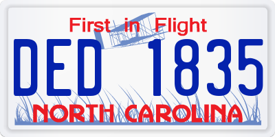 NC license plate DED1835