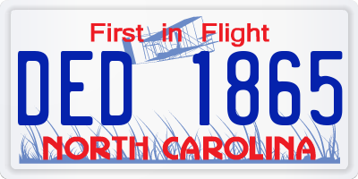NC license plate DED1865