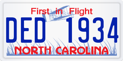 NC license plate DED1934