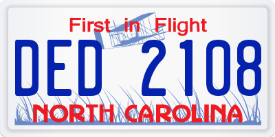 NC license plate DED2108