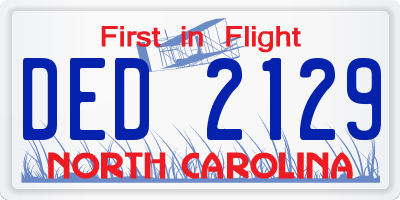NC license plate DED2129