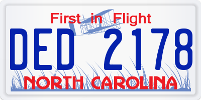 NC license plate DED2178