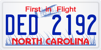 NC license plate DED2192