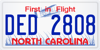 NC license plate DED2808