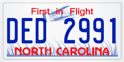 NC license plate DED2991