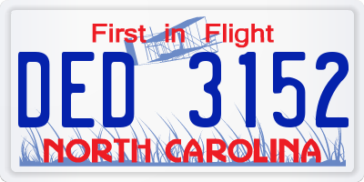 NC license plate DED3152