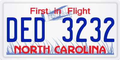 NC license plate DED3232